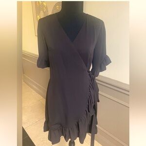 Gianni Bini Elegant Black Wrap Dress with ruffle size M